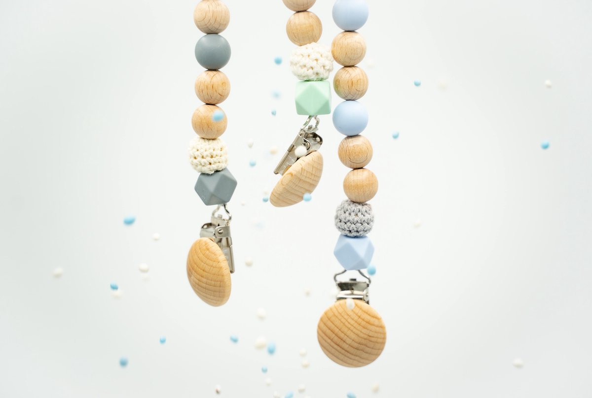 Speenkoord grijs - Speen - Koord - Baby - Jongen - Meisje - Kraamkado - Babyparty - Babyshower - Genderrevealparty