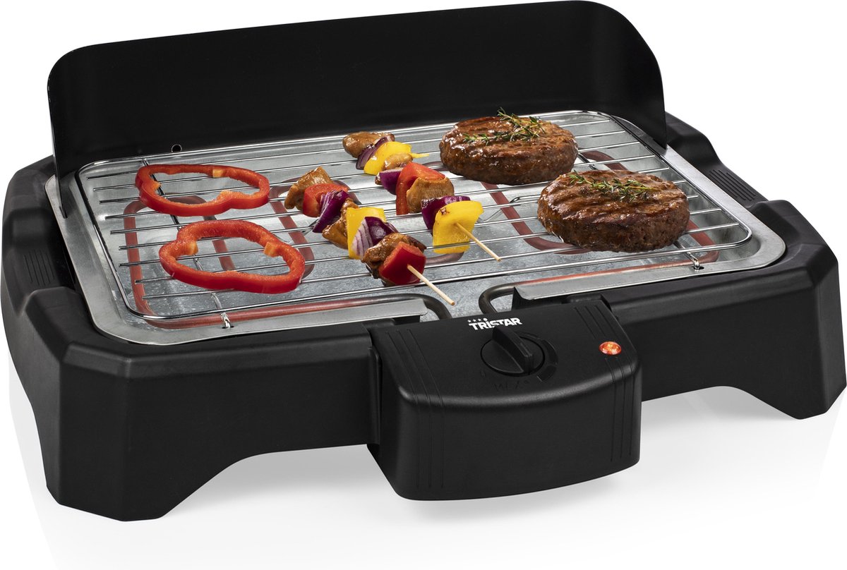 Tristar BQ-2824 Elektrische Tafelbarbecue - Grilloppervlak (LxB) 34x23 cm - Met Vetcollector - 2000W - Zwart