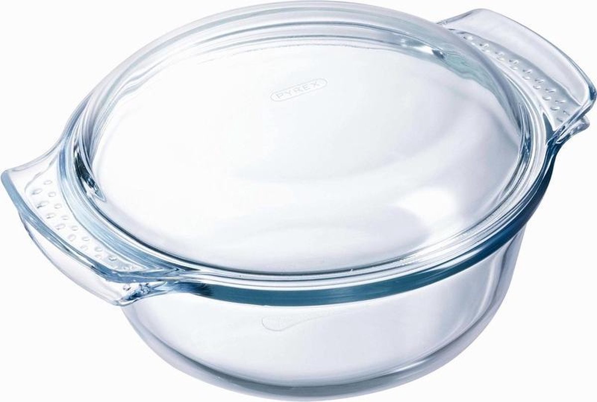 2x Ronde glazen ovenschalen met deksel 1 liter 22 x 13 x 5 cm - Ovenschaal/braadslede - Ovenschotel schalen - Bakvorm