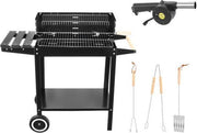 BBQ Grill - Tuin Barbecue - Houtskool Barbecue - Tuin - Houtskoolgrill - Houtskoolbarbecues met Accessoires - Smoker Grill - Roestvrij Staal - Houtskoolbarbecue - Grillwagen - Verrijdbaar - Zwart