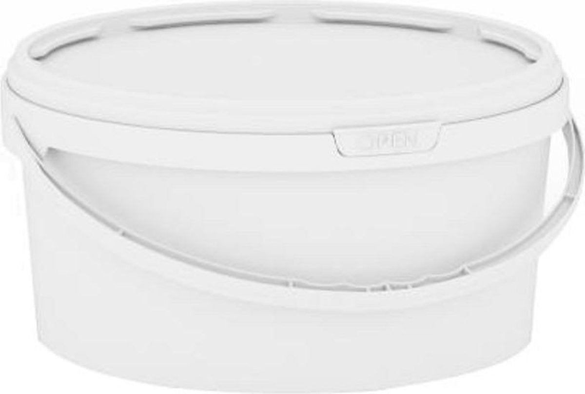 50 x Ronde witte emmer met deksel - 3