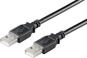 USB-Kabel | USB 2.0 | USB-A Male | USB-A Male | 480 Mbps | Vernikkeld | 1.00 m | Rond | PVC | Zwart | Label