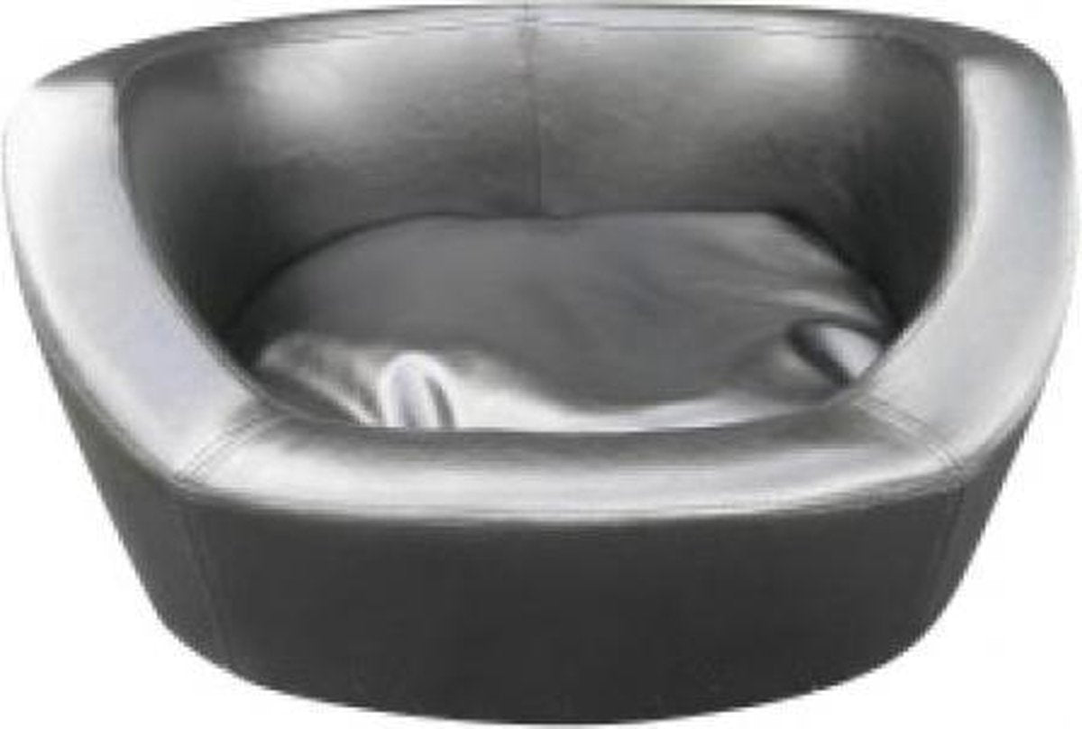 Hondenbank Leatherlook zwart + kussen