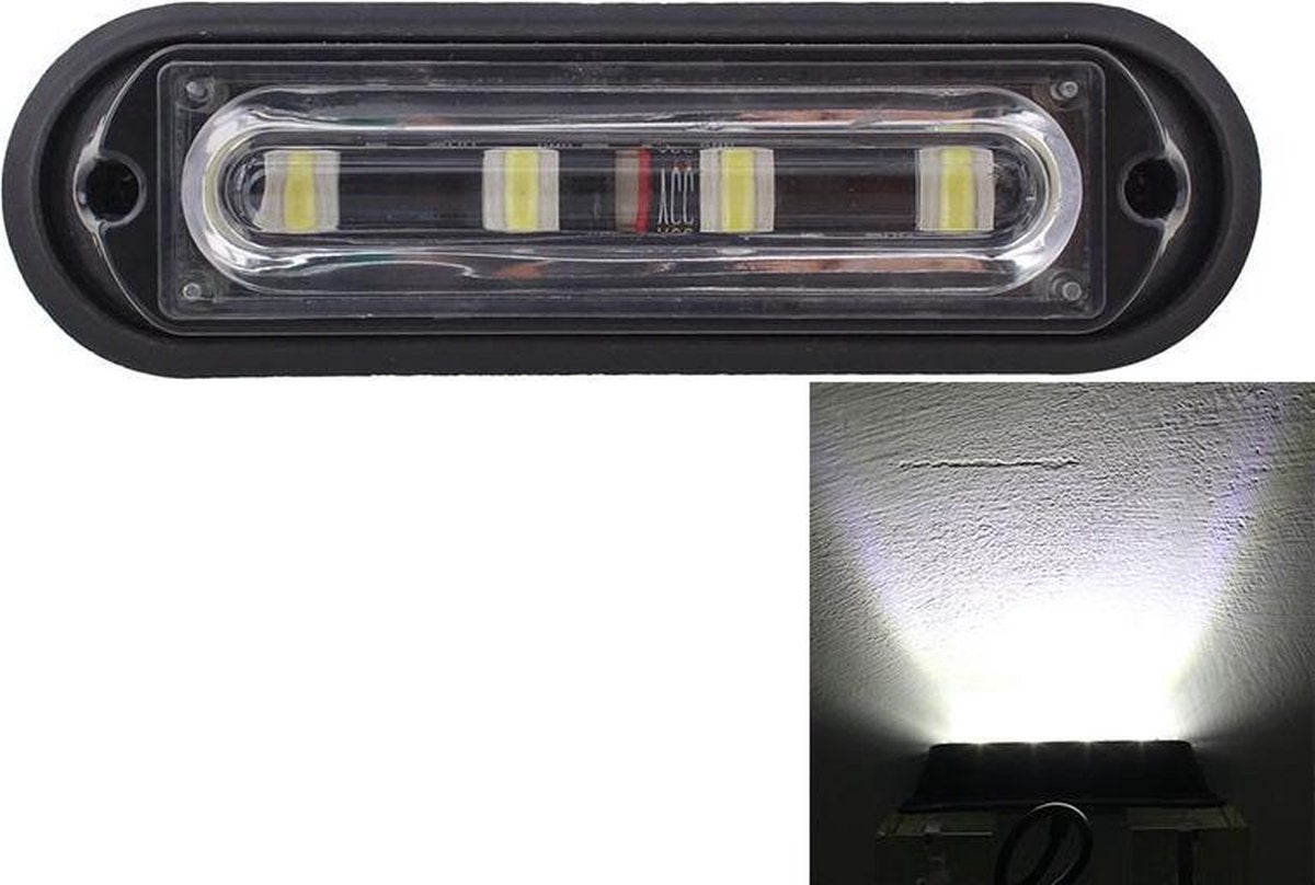 12W 720LM 4-LED wit licht 18 flitspatronen Auto Strobe Emergency Warning Light Lamp