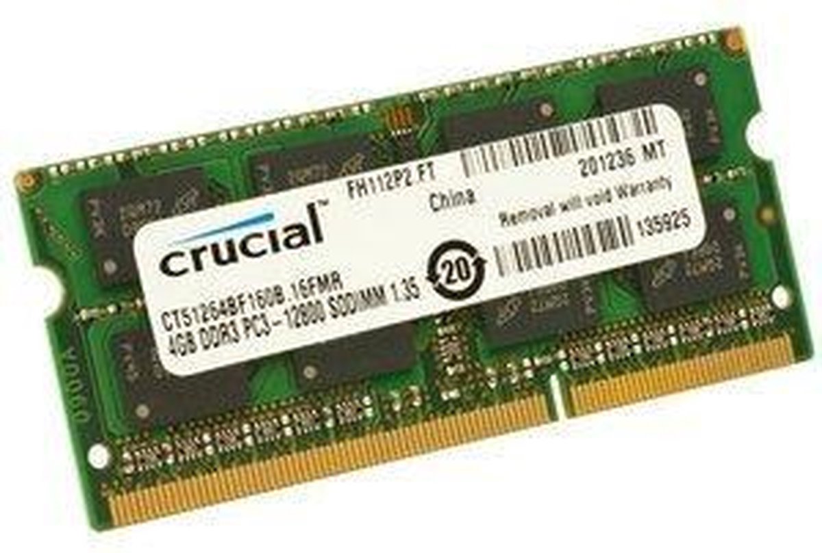 Crucial CT51264BF160B 4GB DDR3 SODIMM 1600MHz (1 x 4 GB)
