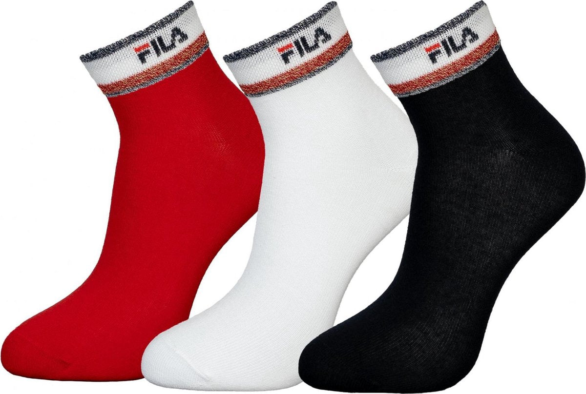 Fila - 6-pack Enkel Sokken - Rood/Wit/Blauw - Maat 39-42
