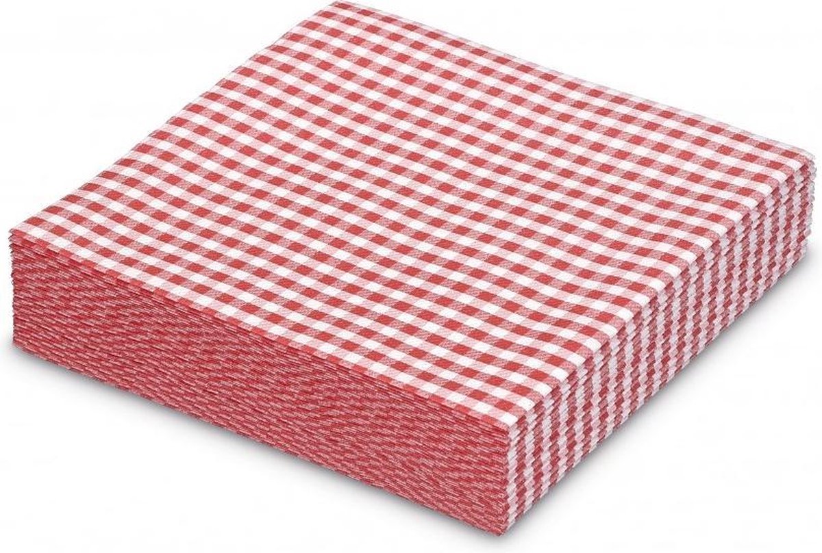 GALA Servetten - Vichy Dark Red - 40x40cm - 25 Stuks - Dessin