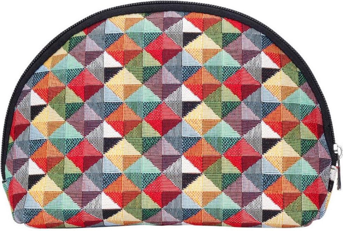 Signare - Make Up Tas - Groot - Gobelin -  Colored Triangle