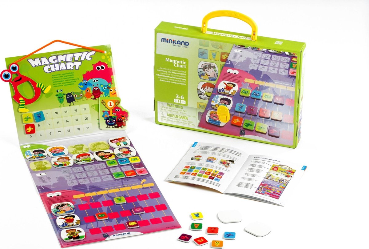 Miniland Leerspel Magnetic Chart Junior 15 X 20 Cm 3-delig