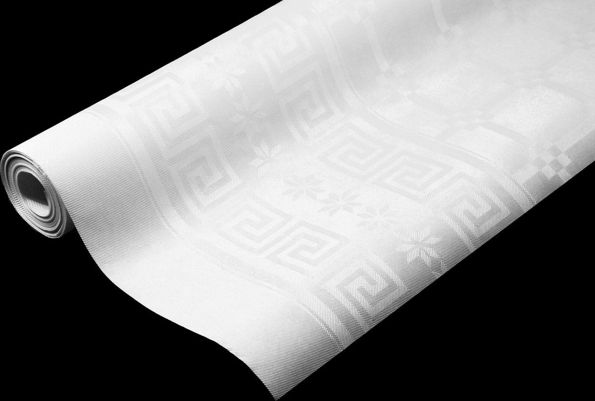Tafelpapier op rol Damast 120cmx8m Uni wit