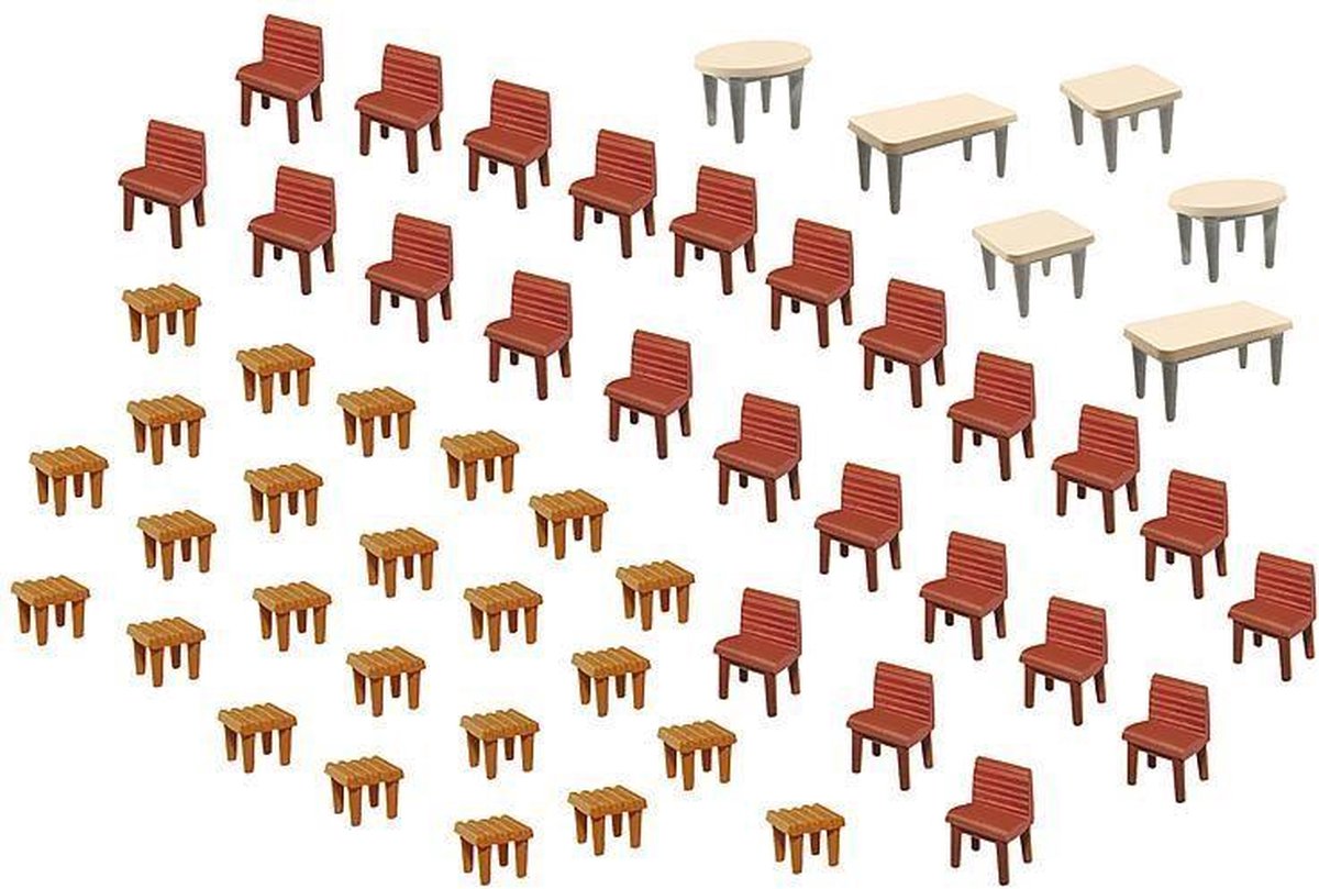 Faller - 7 Tafels en 48 Stoelen