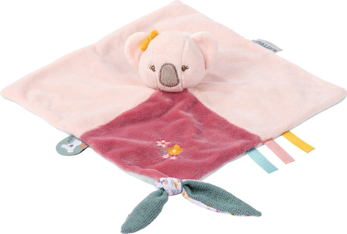 Nattou Koala Iris - Knuffeldoekje - Doudou - 28 x 28 Cm - Fopspeenbevestiging