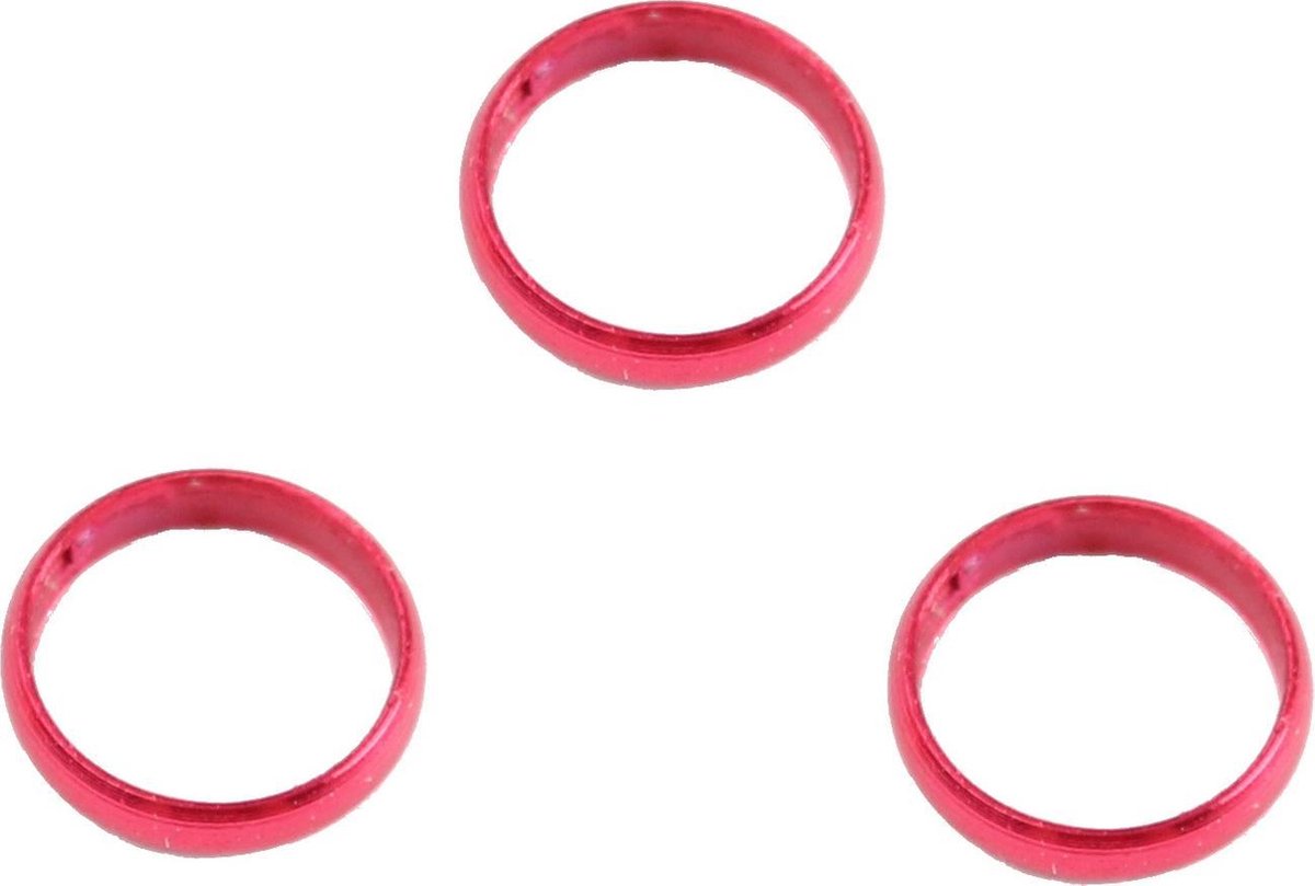 Bull's Shaft Rings Aluminium Rood Dikte 2 Mm 3 Stuks