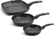 Edënbërg Black Line - Luxe Pannen - Set - 2 x Hapjespan + Grillpan - 3 Laags Non-Stick Coating - Zwart