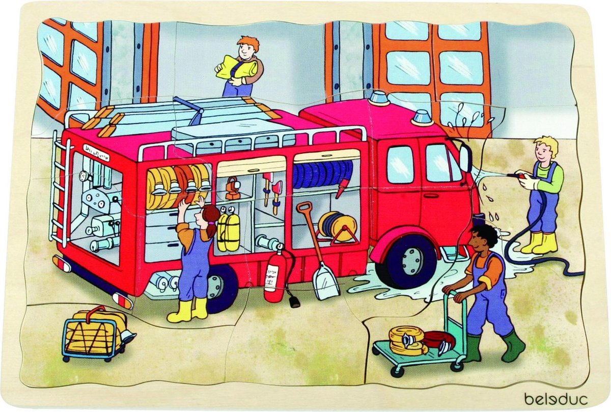 Houten lagen puzzel brandweer