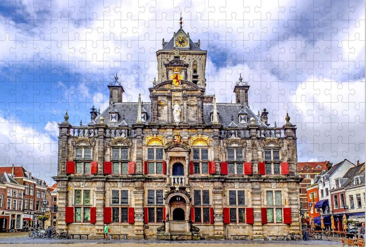 Stadhuis aan de Markt in Delft - Puzzel 252 Stukjes | Stadhuis Delft op Puzzel - Delft - Architectuur