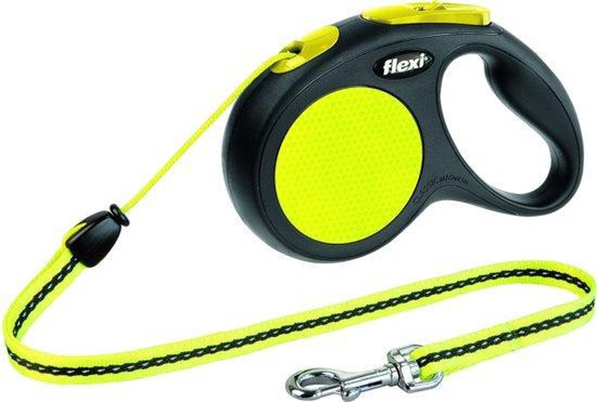 Flexi New Classic Reflectieband - Hondenriem - Neon Geel - M - 5 m - (<20 kg)
