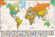 Grote Wereldkaart - Landkaart - Schoolkaart - Schoolplaat - Atlas 150 x 100 CM - Wanddecoratie - Extra Groot - Kwaliteit - Design - Poster - Om aan de muur te hangen - Wereld Kaart - Land Kaart - Continenten Wereldkaart