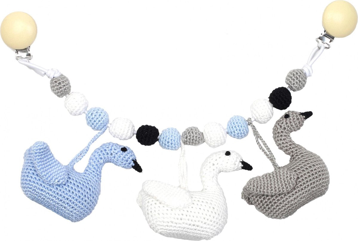 Naturezoo Kinderwagenspanner Zwanen Gehaakt 40 Cm Multicolor