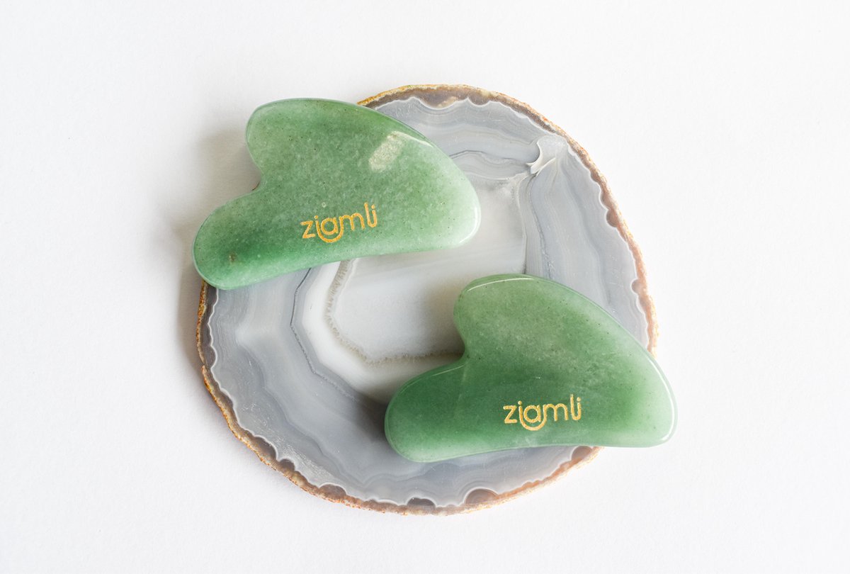 Ziamli Gua sha schraper - 100% aventurine - Gezicht massage - Premium kwaliteit  aventurijn