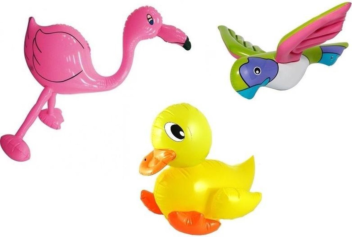 Opblaasbare eend papegaai en flamingo