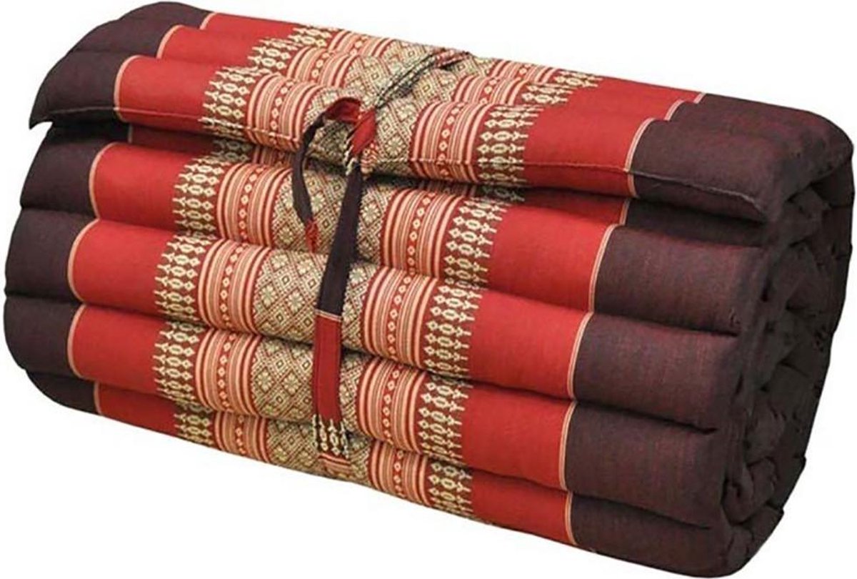 Opvouwbaar matras - Vloerkussen - Meditatiemat - Vloermatras - Rolmatras Thais - Thais kussen - Bordeauxrood  (180x78)
