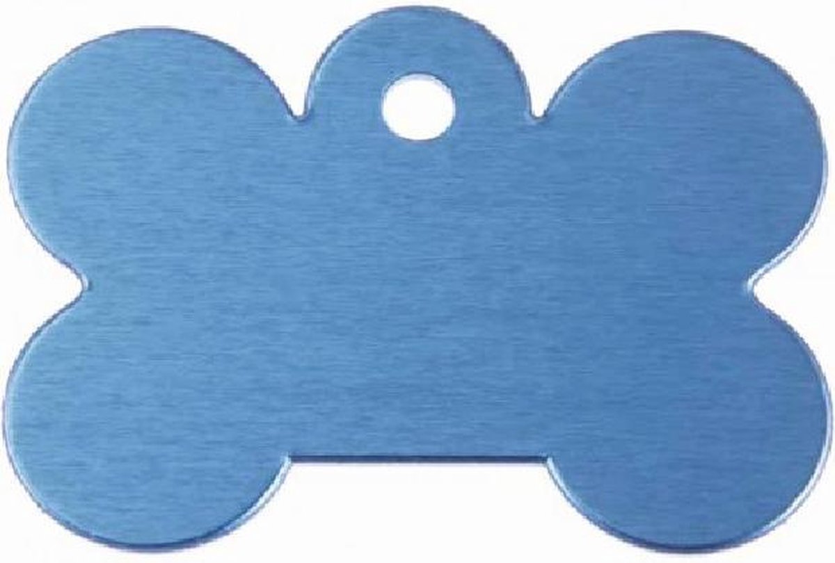 Hondenpenning groot blauw | 1 zijde graveren | 40x28 mm