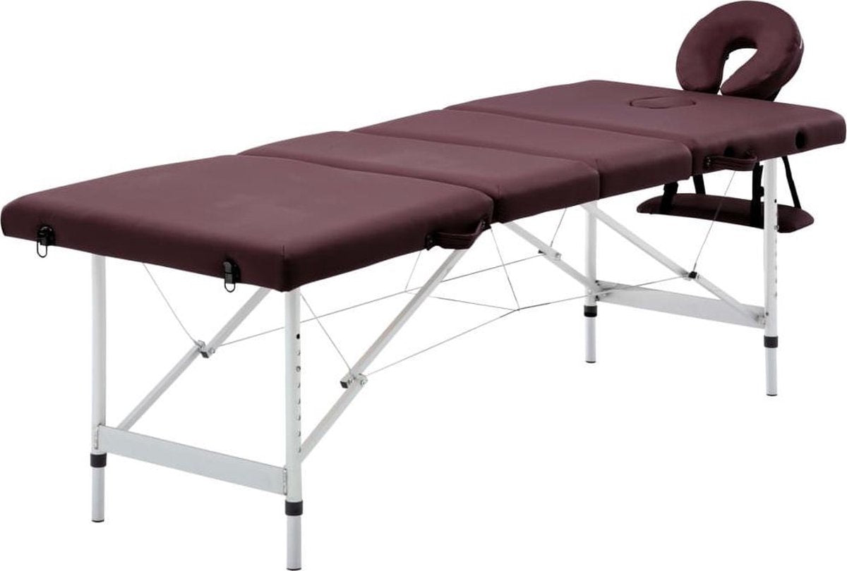 Medina Massagetafel inklapbaar 4 zones aluminum wijnpaars
