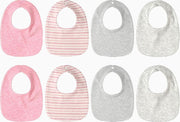 8-pack - Baby slabbetjes (0-2 jaar) - roze effen strepen - kwijl slabbetjes - tweelaags katoen