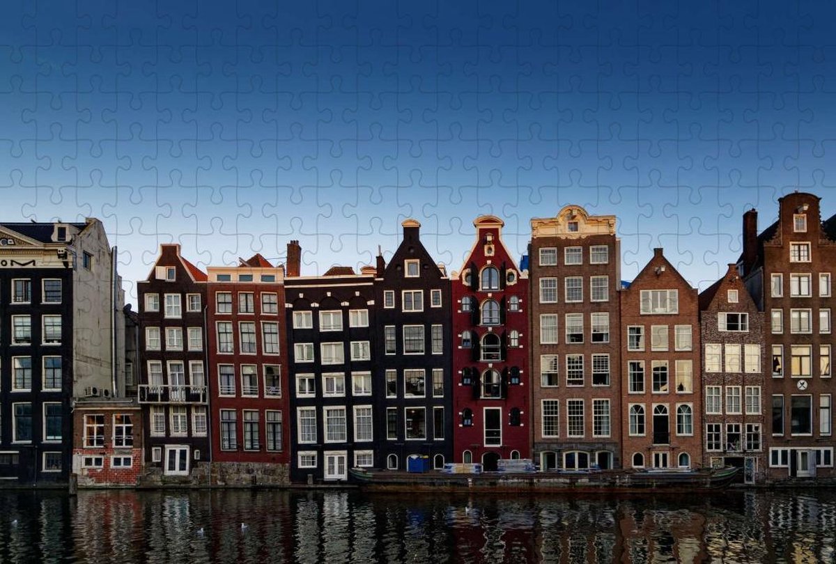 Puzzel met rijtjes huizen in Amsterdam – Grachten – Holland -  Puzzel met 252 stukjes