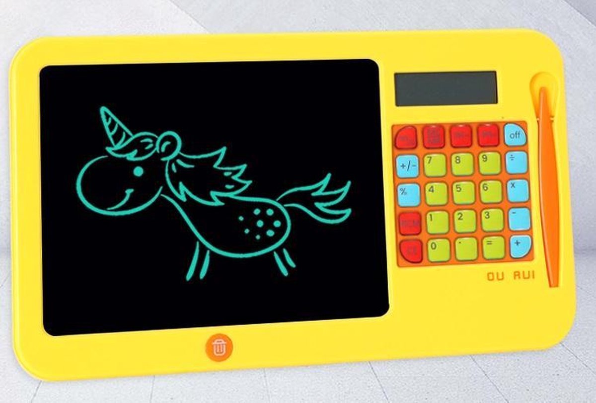 2-in-1 LCD-Schrijfbord voor kinderen + Rekenmachine met Oogbescherming ontwerp - Uitwisbaar Schilderij - 8