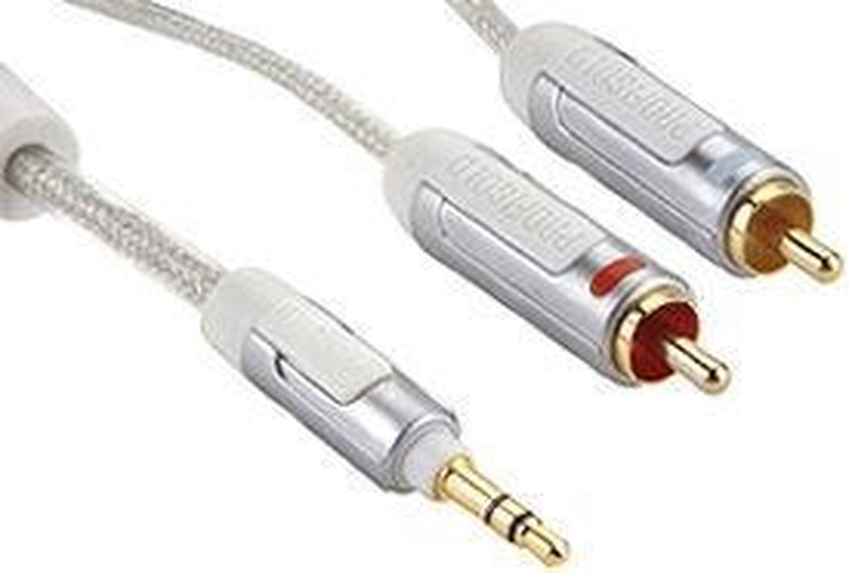 Profigold PROI3401 audio kabel 1 m 3.5mm 2 x RCA Zilver