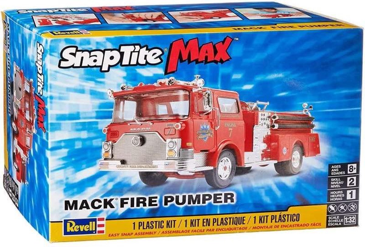 1:32 Revell 11225 Mack Fire Pumper Truck - SnapTite Max Kit  Plastic kit