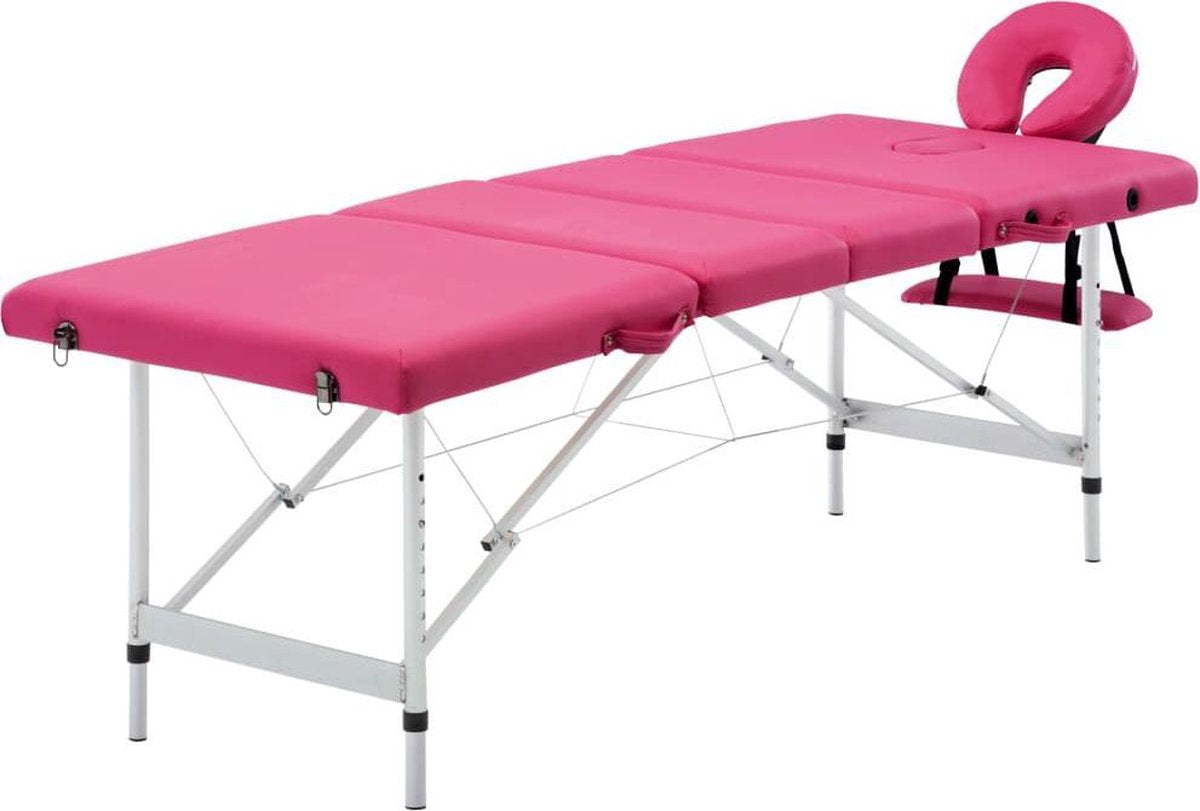 Medina Massagetafel inklapbaar 4 zones aluminum roze