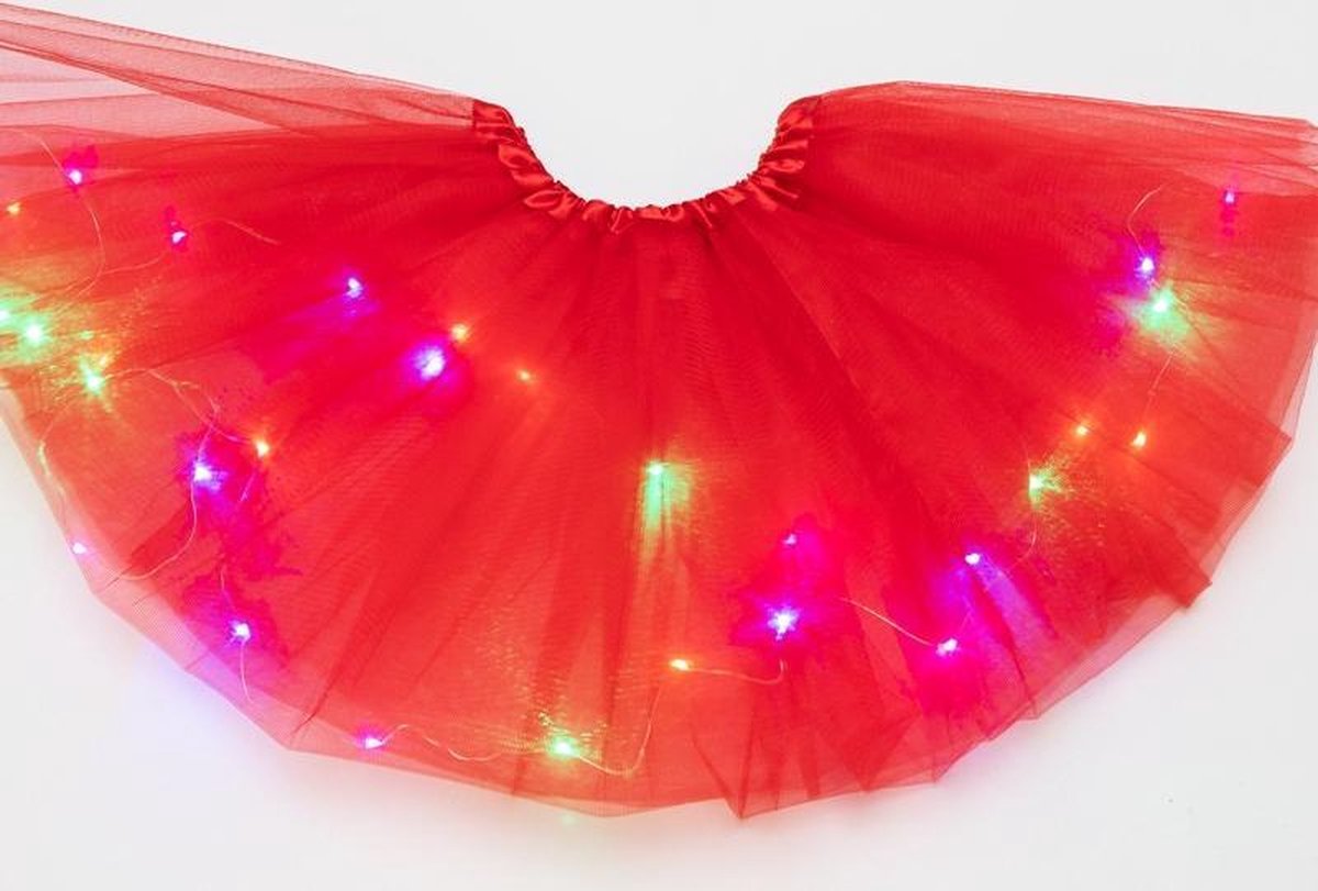 LED - Rokje - Tutu - Groot - Rood - Met Gekleurde RGB Verlichting