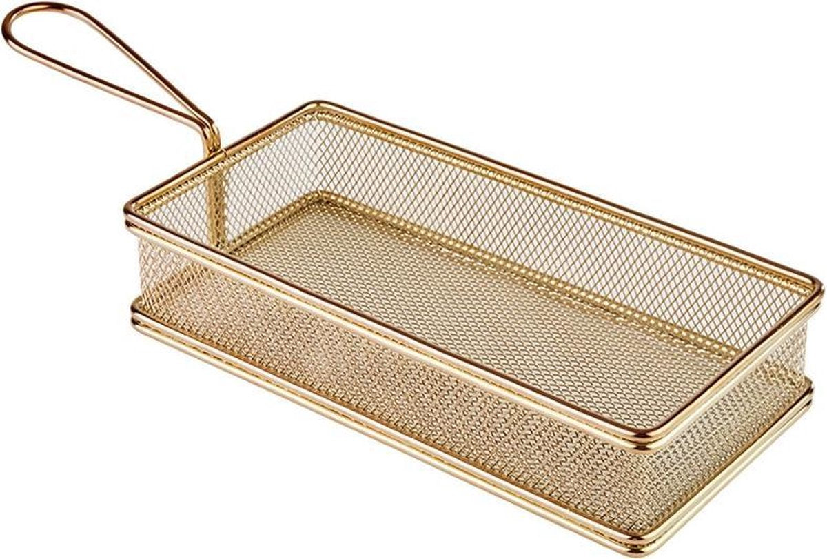 RVS frietmandje “snack holder” - 21 -5x10 -5xh4 -5 cm - goudkleur