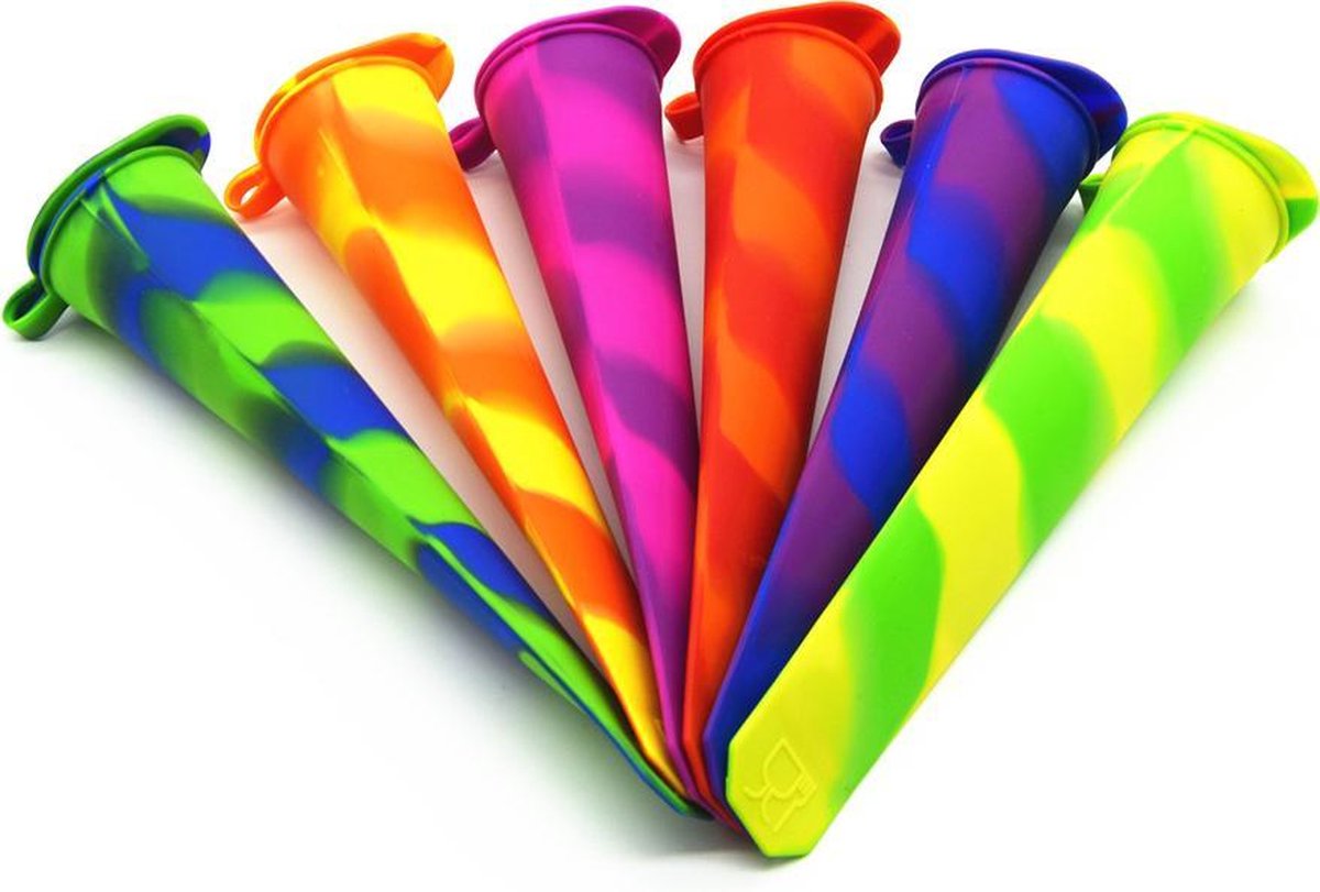 Perow ijsvormen Calippo - 6 Stuks  - BPA en Chemicaliën Vrij Silicone IJshouder - IJs Vorm Makers - IJslolly