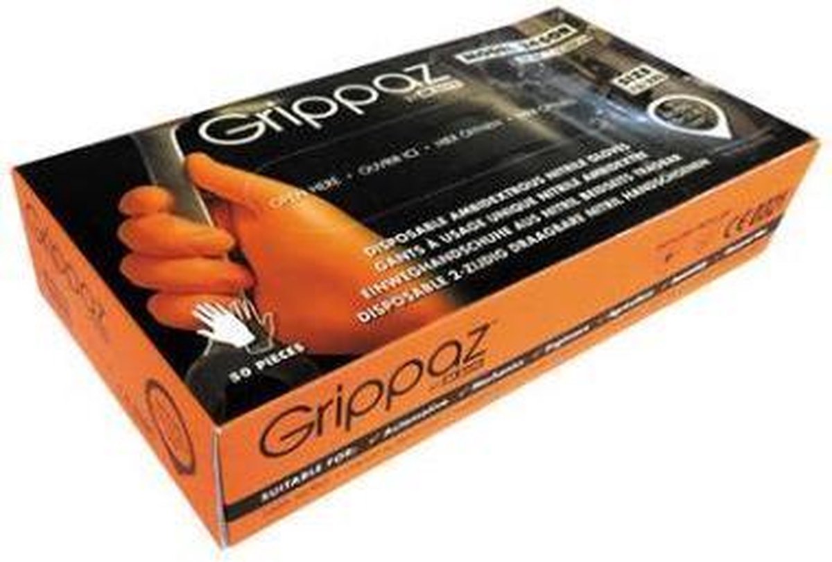 M-Safe 246OR Nitril Grippaz handschoen- oranje - maat 10/XL - doos 50 stuks