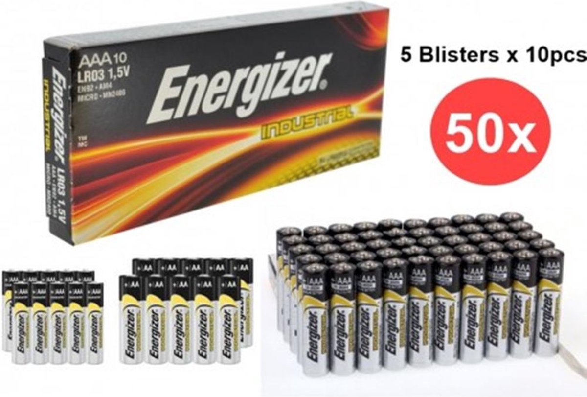 50 Stuks - Energizer Industrial LR03 AAA alkaline batterijen