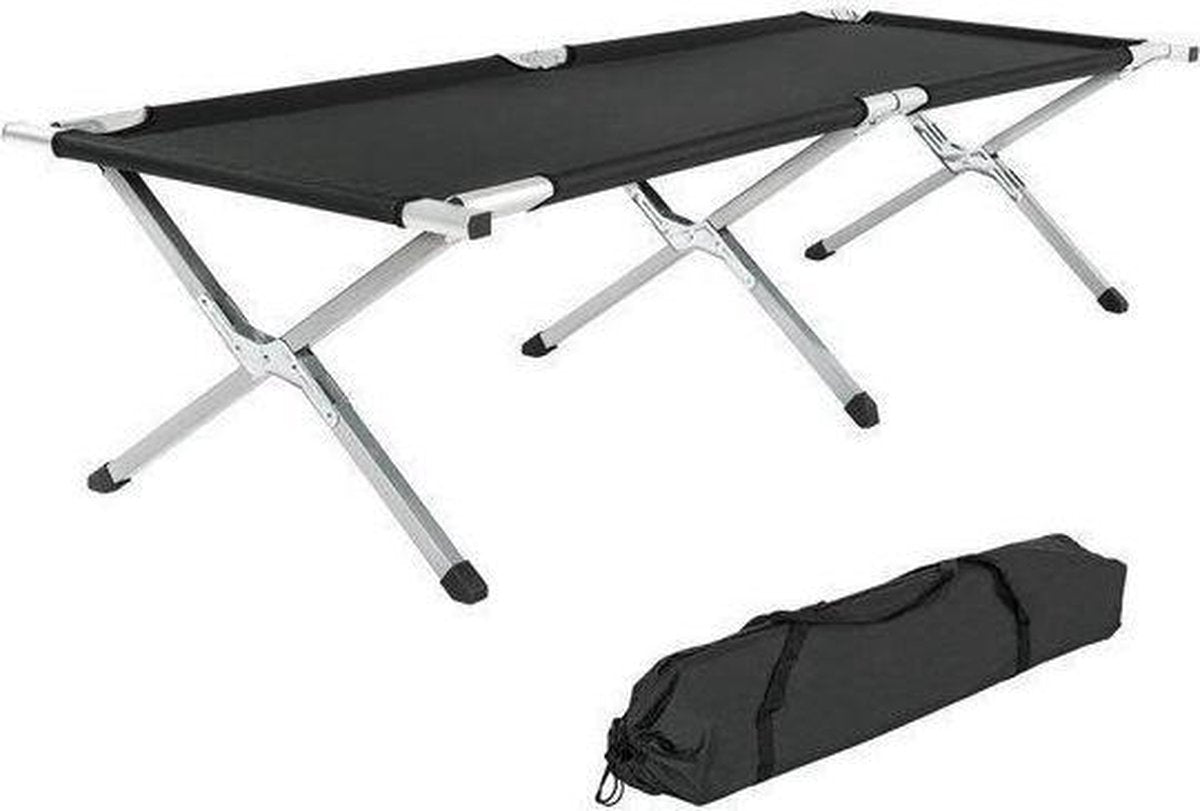 TecTake veldbed - xl veldbed 190 cm - zwart - 401212