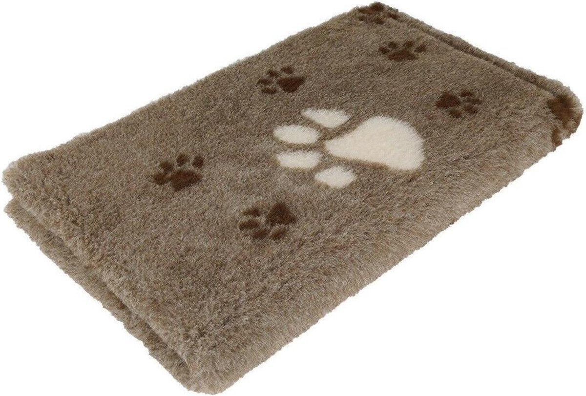 Vetbed - hondendeken XXL Bruin met 3 kleuren. Grote Voetprint Latex Anti Slip 150 x 100 cm