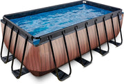 EXIT Wood zwembad 400x200x122cm met filterpomp - bruin