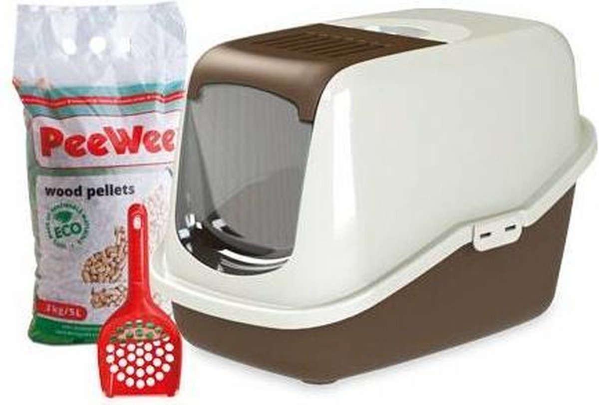 PeeWee EcoHus Startpakket - Kattenbak - Bruin - 56 x 39 x 38.5 cm