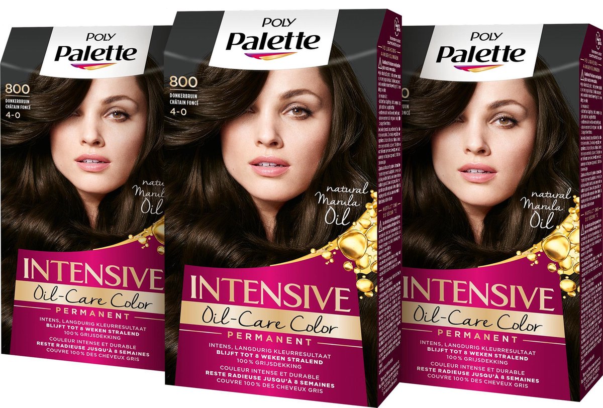 Poly Palette 800 Donkerbruin Haarverf 3x - Voordeelverpakking