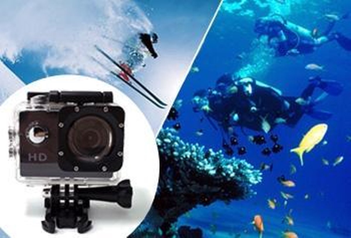 Sport HD Action Camera – Zwart – Inclusief Waterdichte Behuizing
