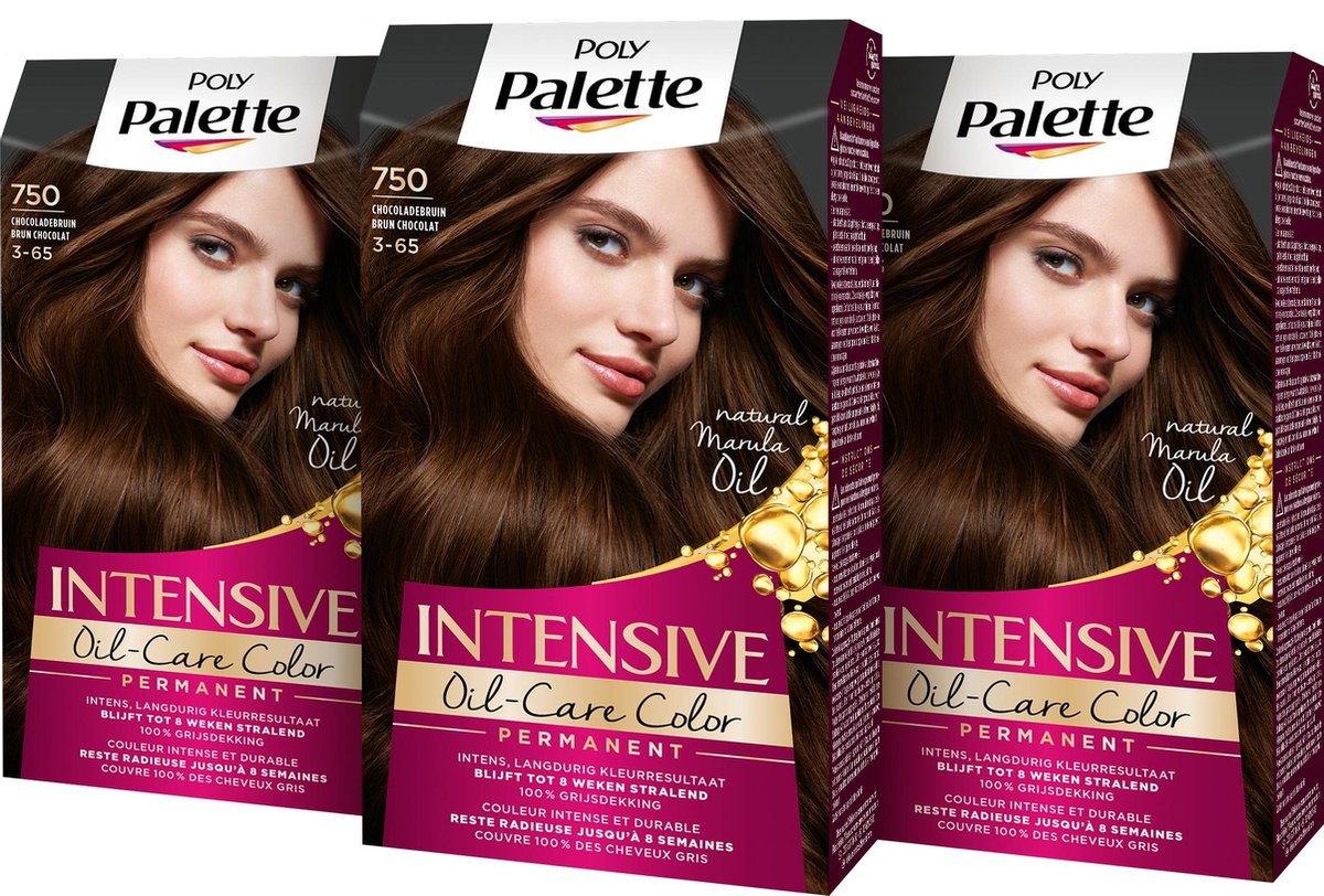 Poly Palette 750 Chocoladebruin Haarverf - 3 stuks - Voordeelverpakking