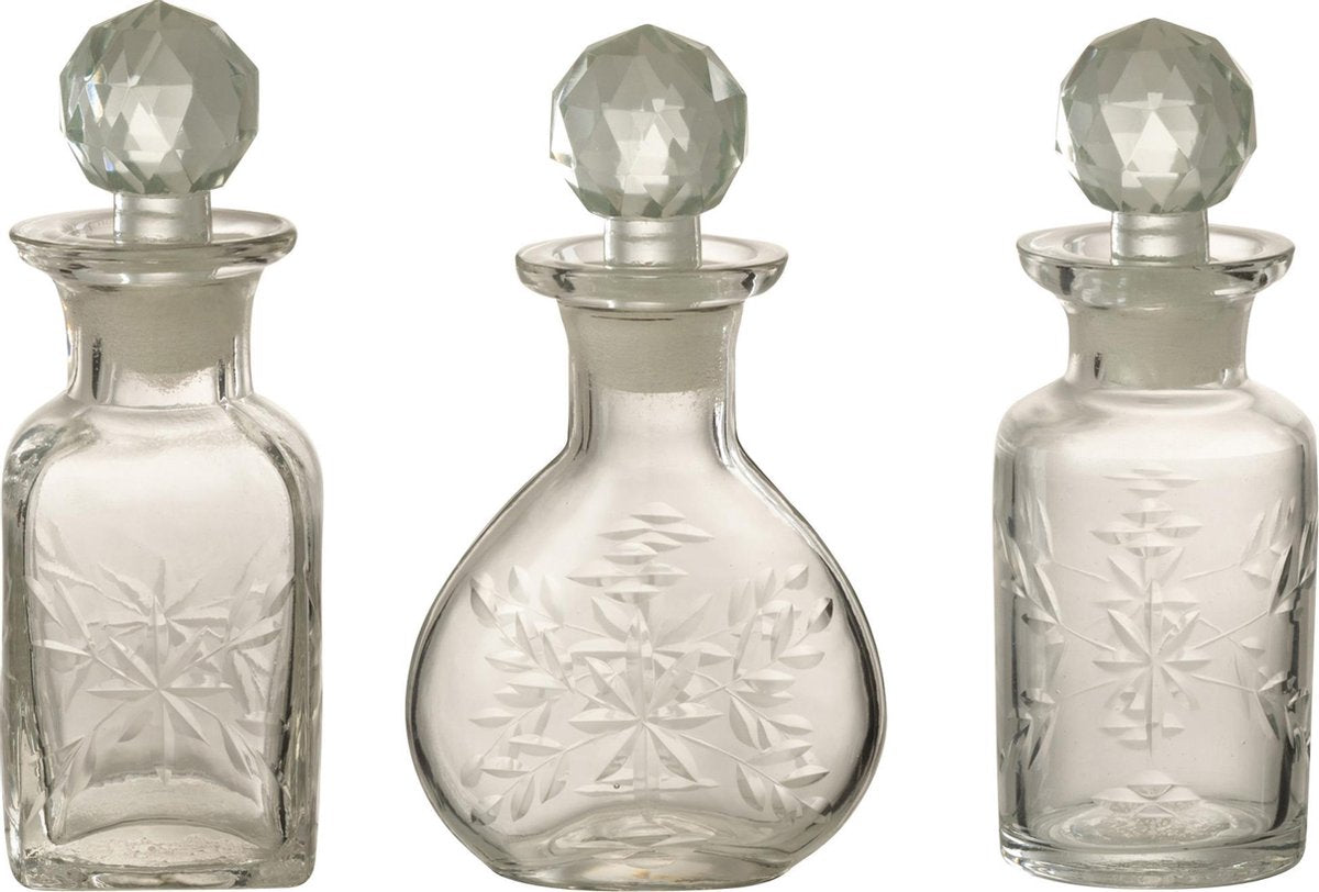 J-Line Karaf Chloe Glas Transparant Assortiment Van 3