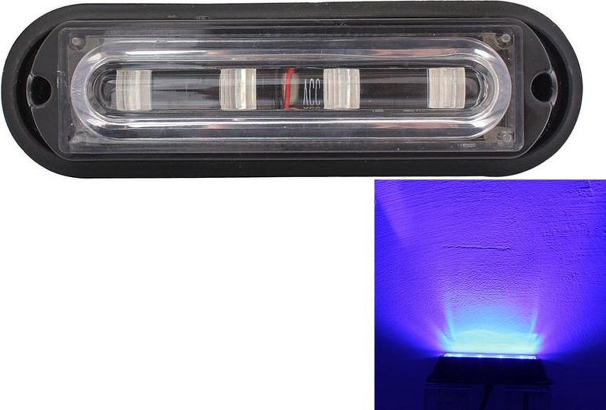 12W 720LM 4-LED blauw licht 18 flitspatronen Auto Strobe Emergency Warning Light Lamp