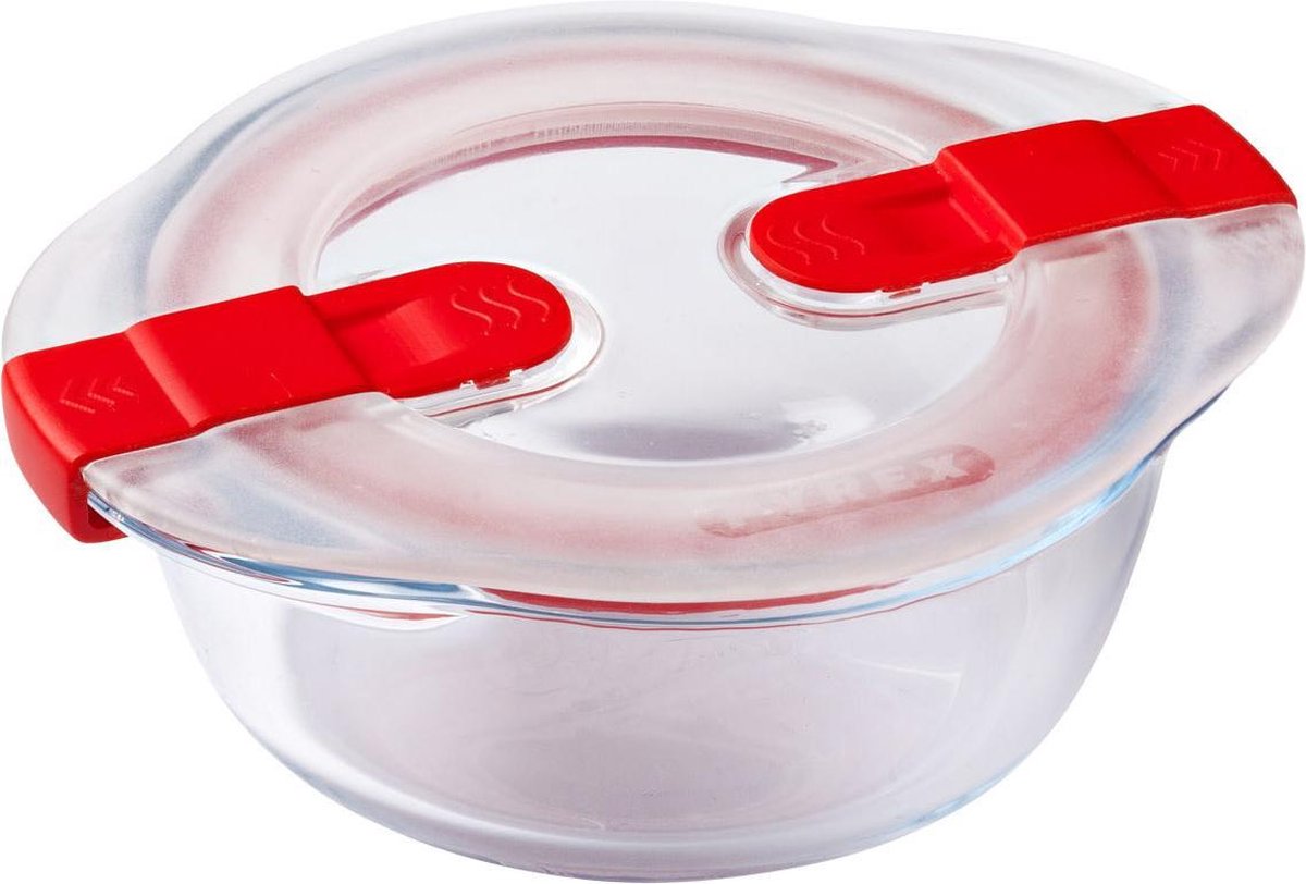 Pyrex - Cook & Heat Voedelcontainer Rond met Deksel 20 x 18cm - Transparant