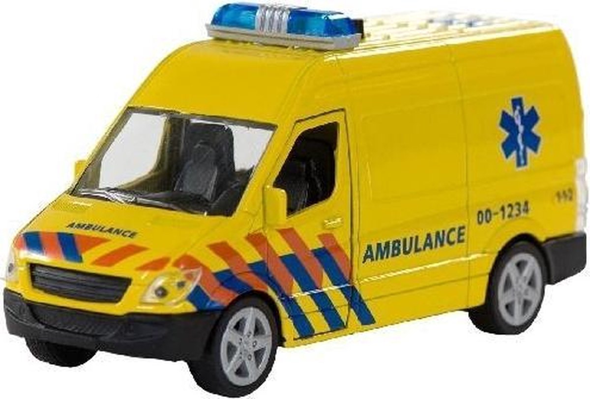 Speelgoed ambulance 12 cm met licht en geluid